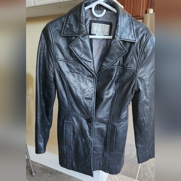 Nine West Jackets & Blazers - Great preloved condition- Nine West leather blazer. Size Small. Black,heavy.